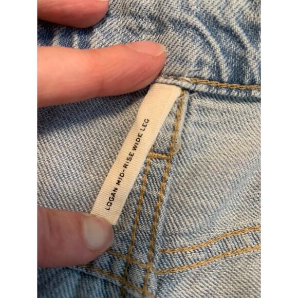 Rag & Bone Logan Mid Rise-Wide Leg Jeans–Light Wash Denim-Cotton Blend–Womens-27 - Picture 8 of 8